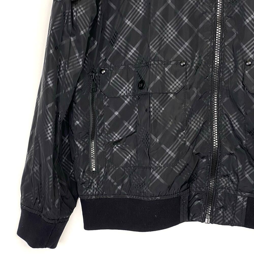 Jack & Jones Hartford Bomber Jacket Mens Sz XXL Black Plaid Hooded Motorcycle - Picture 5 of 15